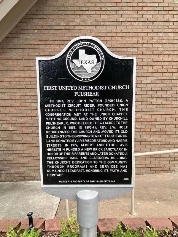 First United Methodist Church Fulshear Marker image. Click for full size.