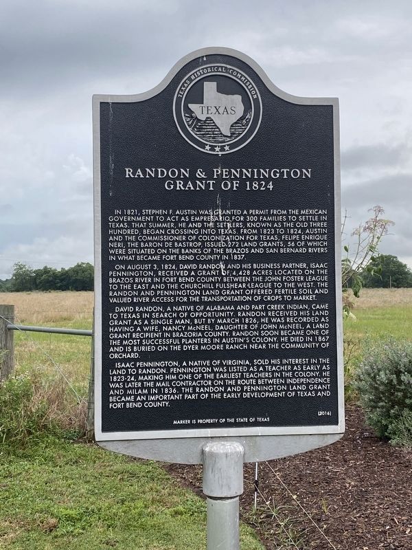 Randon & Pennington Grant of 1824 Marker. Click for full size. Randon & Pennington Grant of 1824 Marker image. Click for full size.