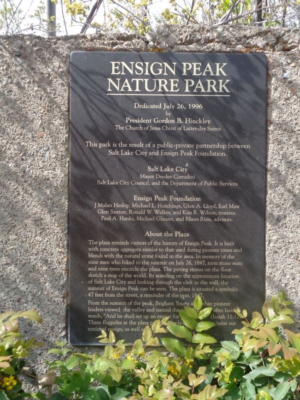 Ensign Peak Nature Park Marker. Click for full size. Ensign Peak Nature Park Marker image. Click for full size.