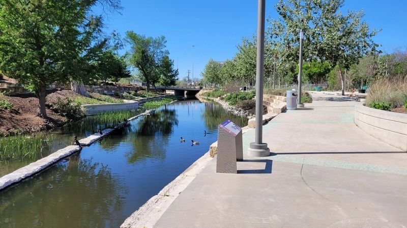 The view of the San Pedro Creek and Marker along the hiking trail. Click for full size. The view of the San Pedro Creek and Marker along the hiking trail image. Click for full size.