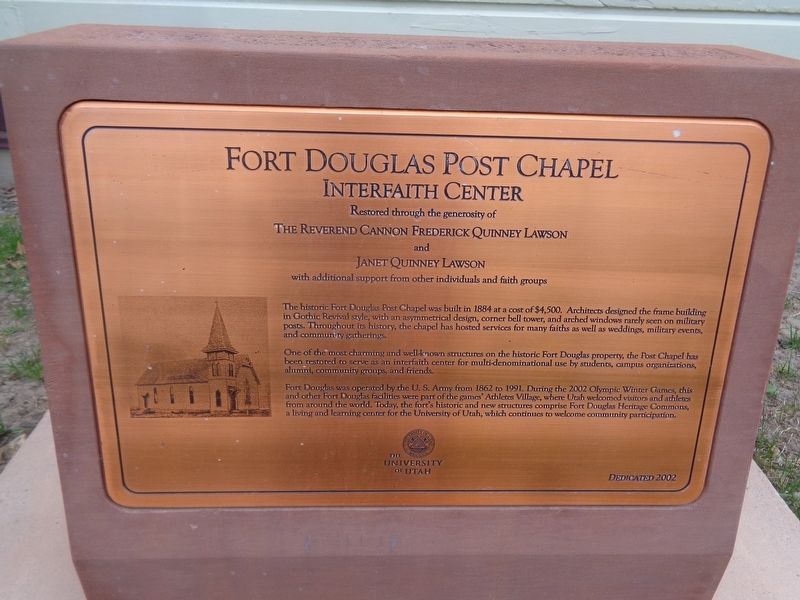 Fort Douglas Post Chapel Marker image. Click for full size.