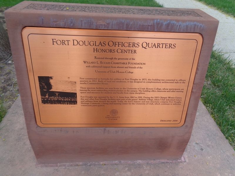 Fort Douglas Officers Quarters Marker image. Click for full size.