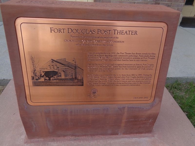 Fort Douglas Post Theater Marker image. Click for full size.