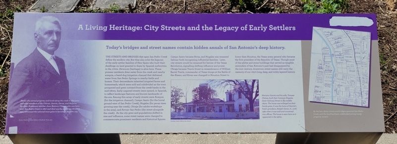 A Living Heritage: City Streets and the Legacy of Early Settlers Marker image. Click for full size.