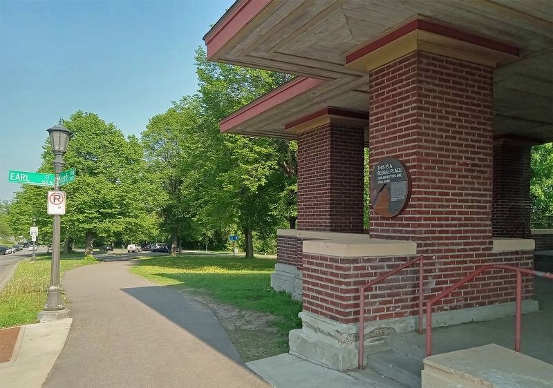 This is a Burial Place Marker on the Indian Mounds Park pavilion image. Click for full size.