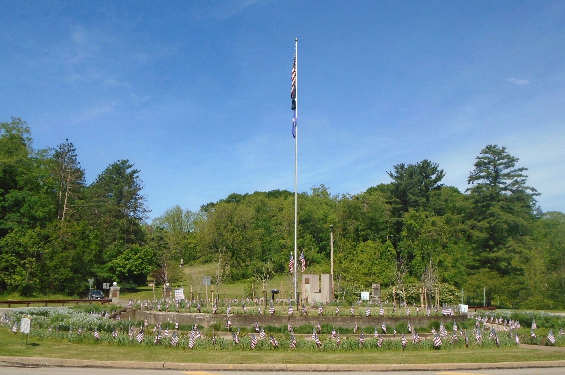 Memorial Flag Garden at Joyce Kilmer Monument. Click for full size. Memorial Flag Garden at Joyce Kilmer Monument image. Click for full size.
