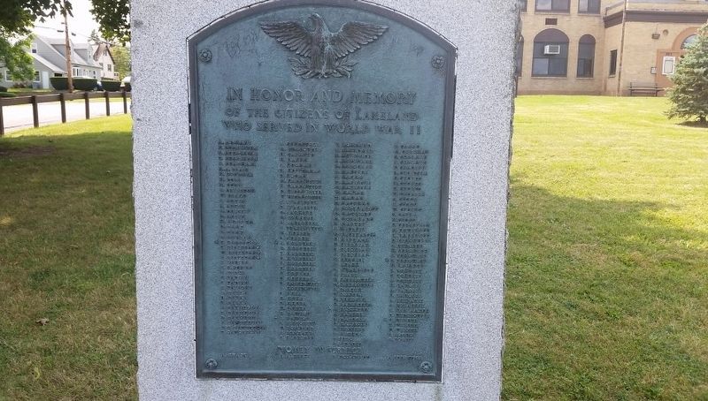 In honor and memory of the citizens of Lakeland that served in World War 2 Marker image. Click for full size.