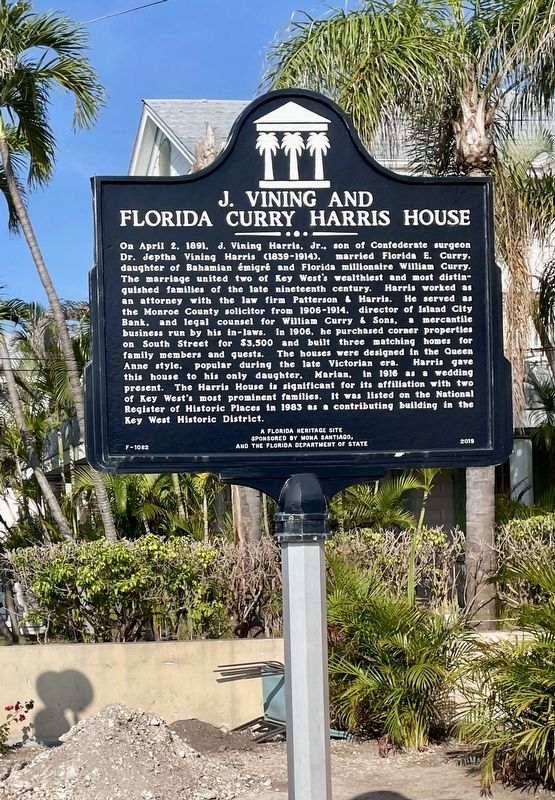 J. Vining and Florida Curry Harris House Marker image. Click for full size.