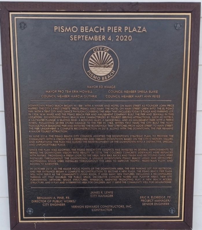 Pismo Beach Pier Plaza Marker image. Click for full size.