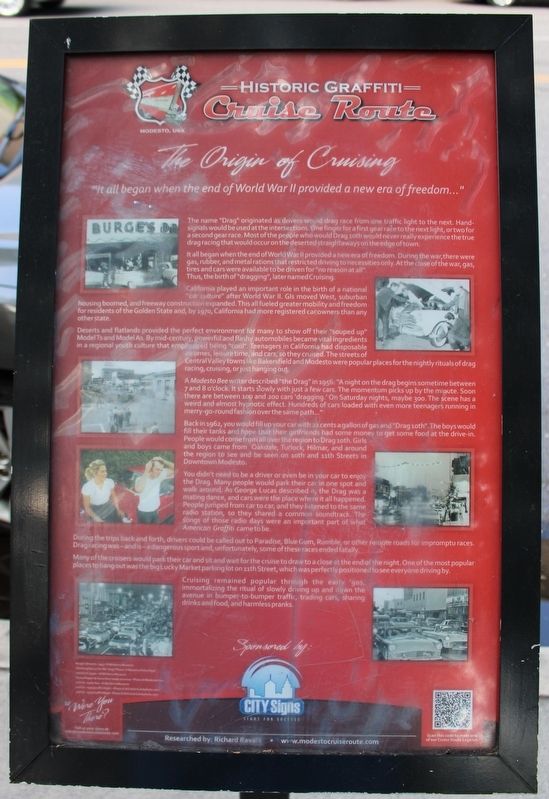 <i>The Origin of Cruising</i> Marker. Click for full size. <i>The Origin of Cruising</i> Marker image. Click for full size.