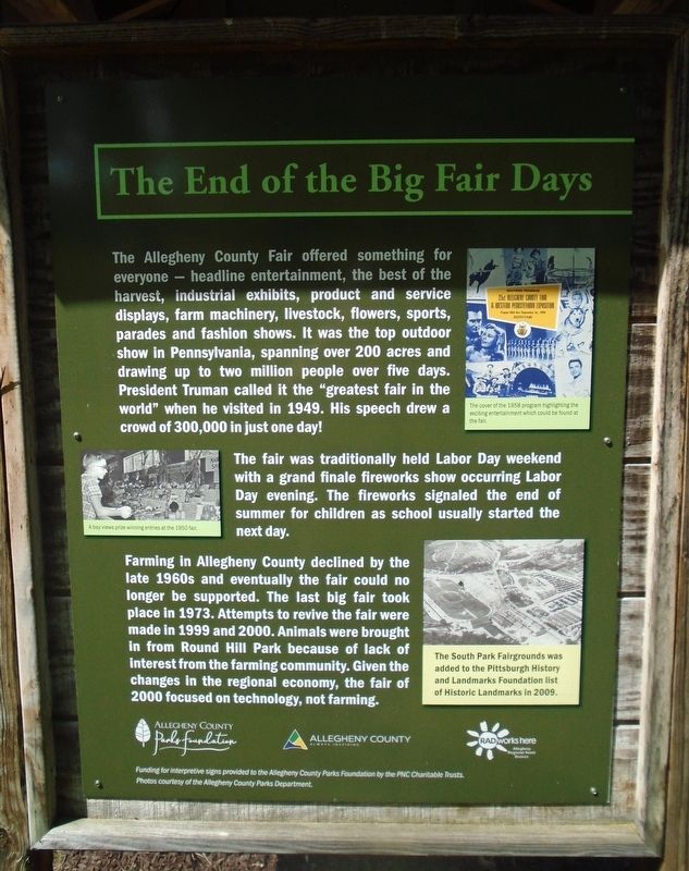 The End of the Big Fair Days Marker image. Click for full size.