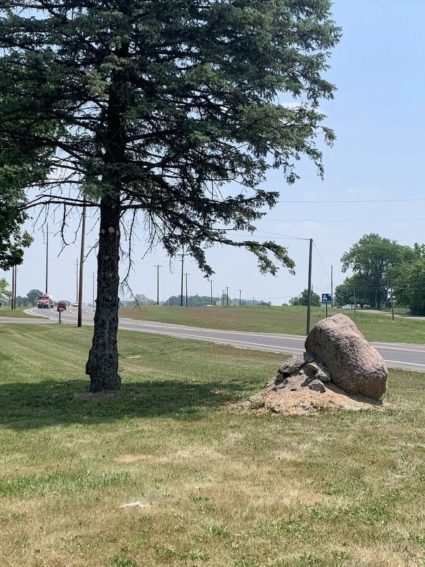 Old Indian Trail Marker with Post Road behind it image. Click for full size.