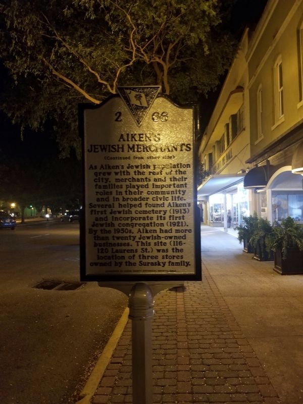 Aiken's Jewish Merchants Marker image. Click for full size.