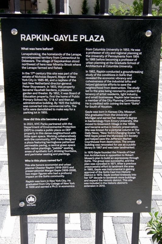 Rapkin-Gayle Plaza Marker. Click for full size. Rapkin-Gayle Plaza Marker image. Click for full size.
