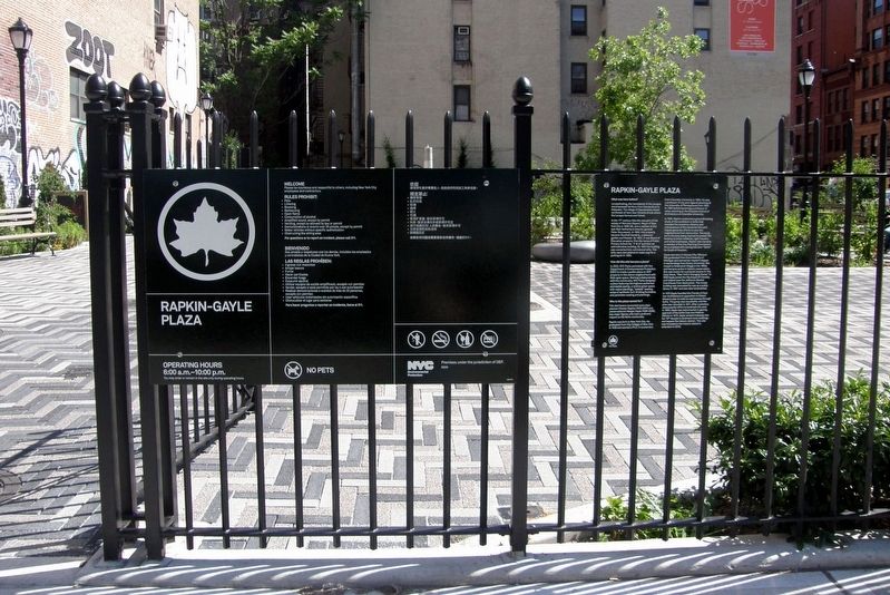 Rapkin-Gayle Plaza & NYC Parks Markers. Click for full size. Rapkin-Gayle Plaza & NYC Parks Markers image. Click for full size.