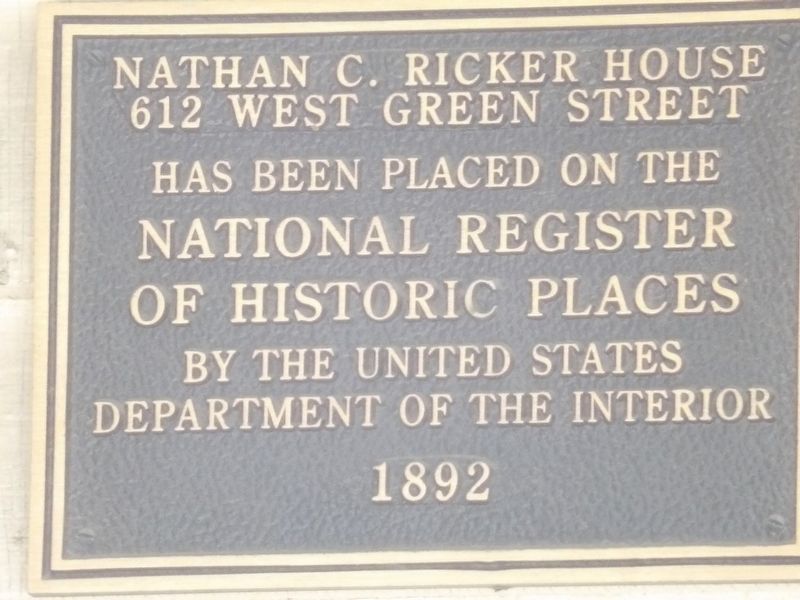 Nathan C. Ricker House Marker image. Click for full size.