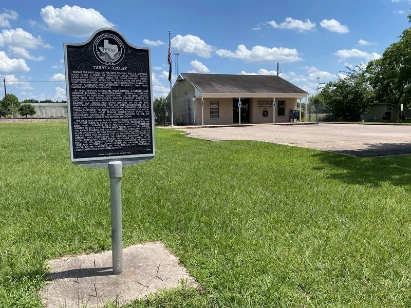 <i>Terry v. Adams</i> Marker near the Kendleton Post Office. Click for full size. <i>Terry v. Adams</i> Marker near the Kendleton Post Office image. Click for full size.