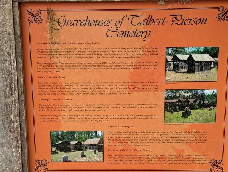 Gravehouses of Talbert-Pierson Cemetery Marker image. Click for full size.