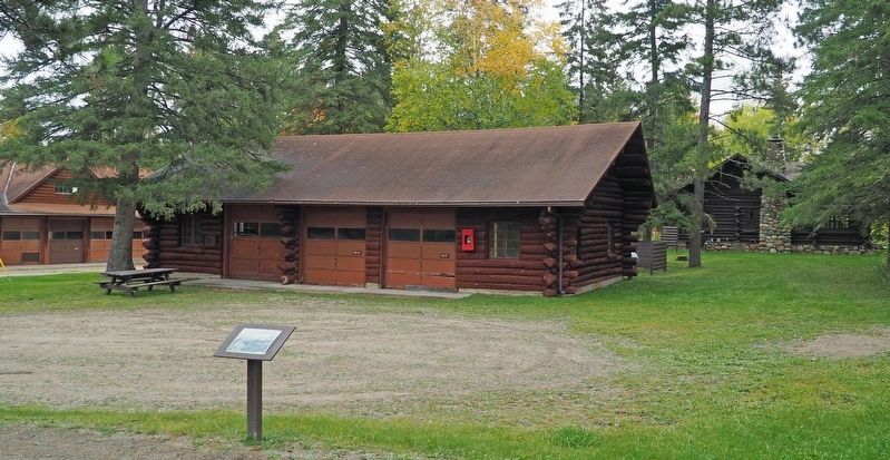 Marker and (left to right) a CCC-built warehouse, garage, and ranger's residence. Click for full size. Marker and (left to right) a CCC-built warehouse, garage, and ranger's residence image. Click for full size.
