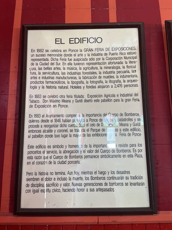 El Edificio / Cronologica del Cuerpo de Bomberos Municipal de Ponce Marker image. Click for full size.