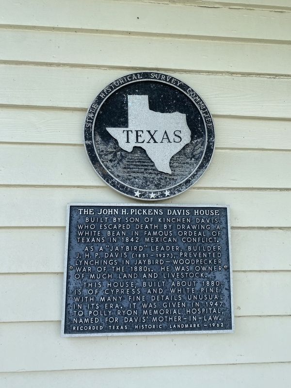 The John H Pickens Davis House marker. The marker is located on the side entrance of the house. image. Click for full size.