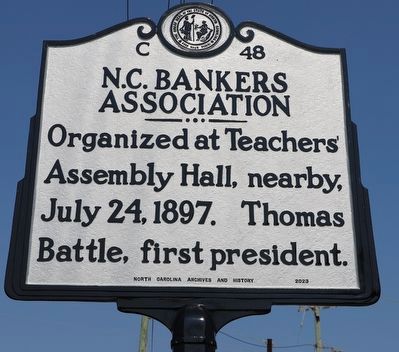 N.C. Bankers Association Marker image. Click for full size.