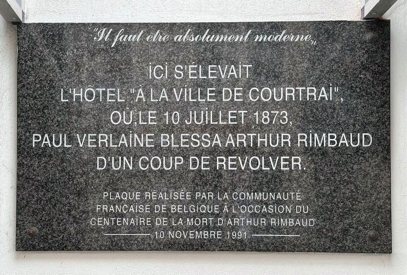 Verlaine blessa Rimbaud / Verlaine wounded Rimbaud Marker image. Click for full size.
