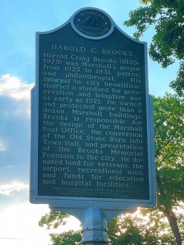 Harold C. Brooks Marker Side image. Click for full size.