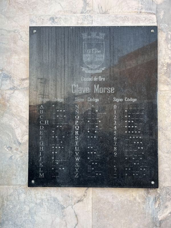 Plaque showing Morse Code image. Click for full size.