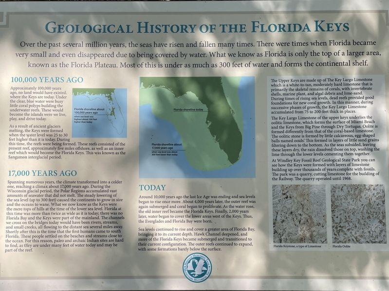 Geological History of the Florida Keys Marker image. Click for full size.