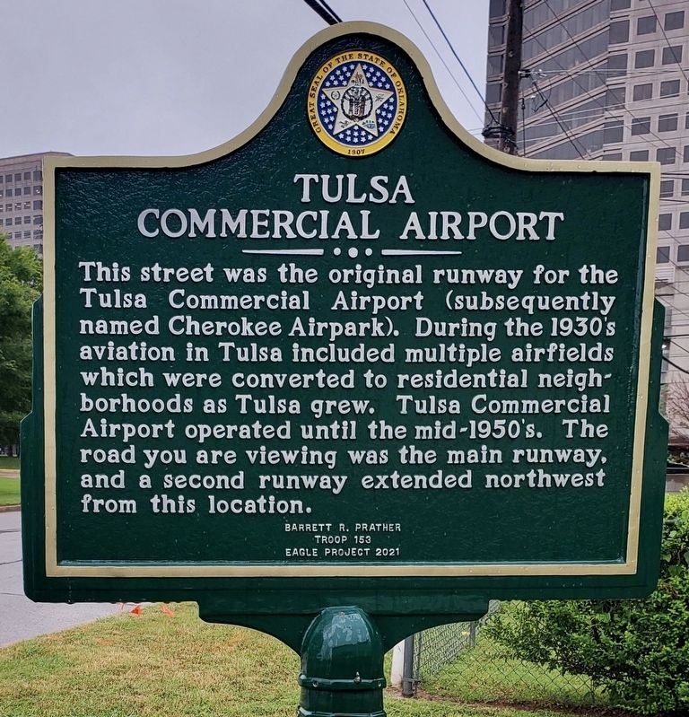 Tulsa Commercial Airport Marker. Click for full size. Tulsa Commercial Airport Marker image. Click for full size.