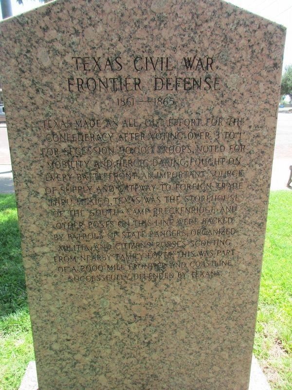 Camp Breckenridge Marker; Reverse side. Click for full size. Camp Breckenridge Marker; Reverse side image. Click for full size.