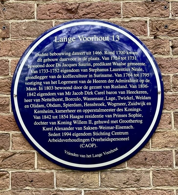 Lange Voorhout 13 Marker. Click for full size. Lange Voorhout 13 Marker image. Click for full size.