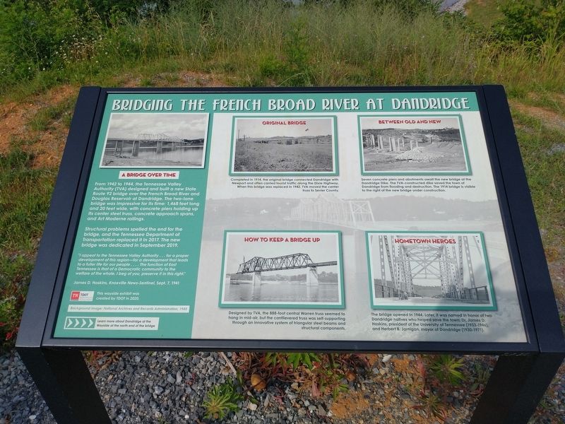 Bridging the French Broad River at Dandridge Marker image. Click for full size.