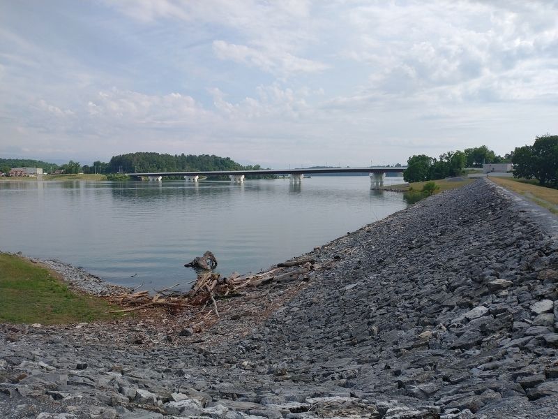 Bridge over the French Broad River at Dandridge, TN and the Dandridge Dike image. Click for full size.
