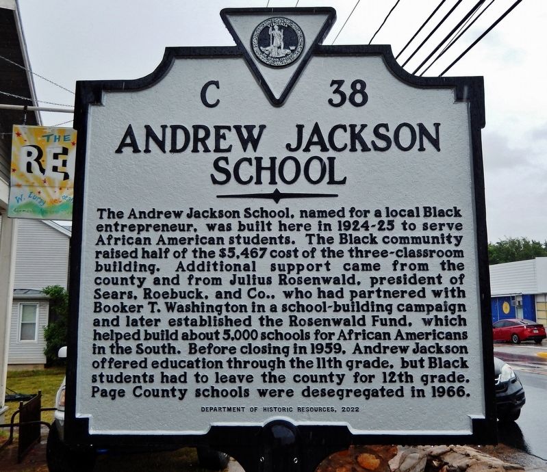 Andrew Jackson School Marker image. Click for full size.