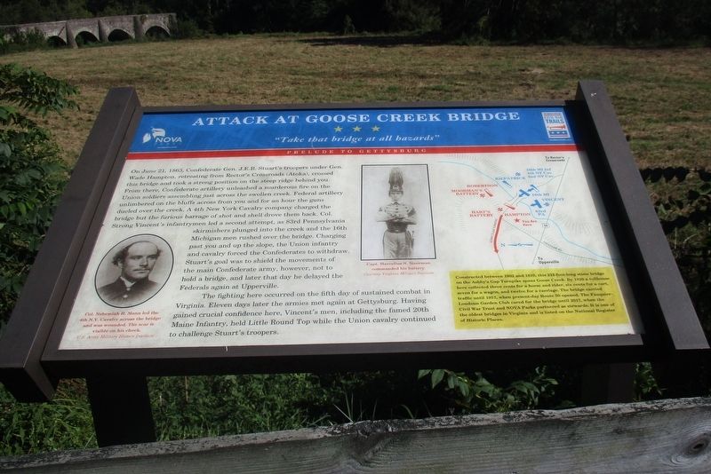 Attack At Goose Creek Bridge wayside image. Click for full size.