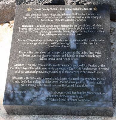 Cateret County Gold Star Families Memorial Monument Marker. Click for full size. Cateret County Gold Star Families Memorial Monument Marker image. Click for full size.
