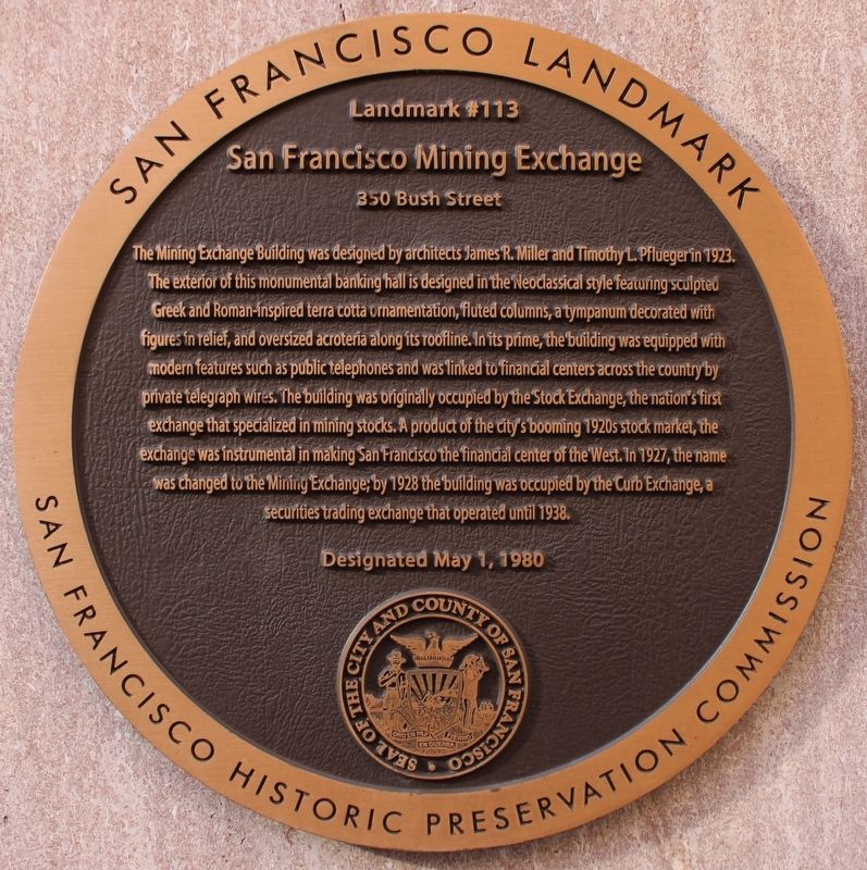 San Francisco Mining Exchange Marker image. Click for full size.