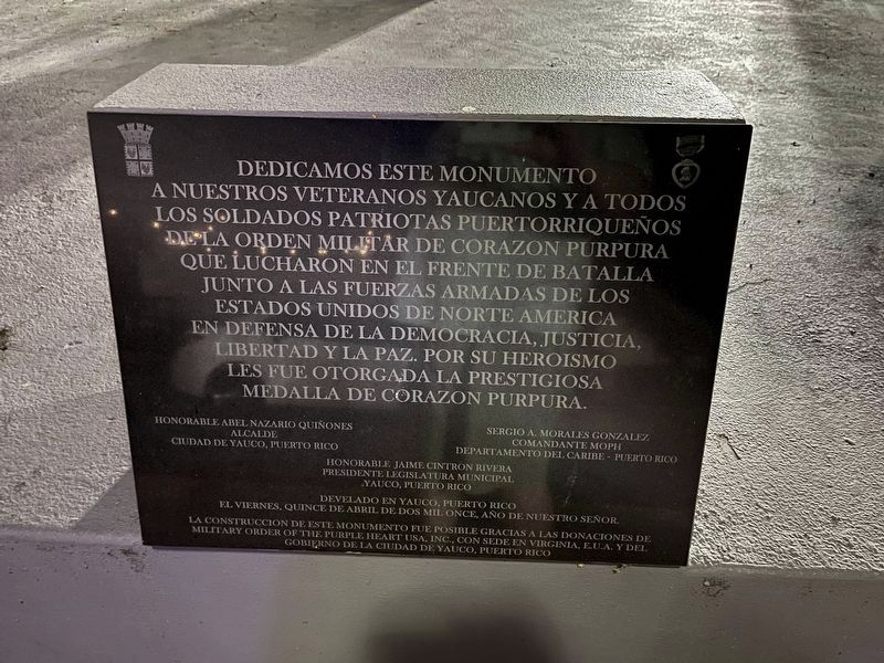 Monumento de la Orden Militar de Corazon Purpura Marker image. Click for full size.