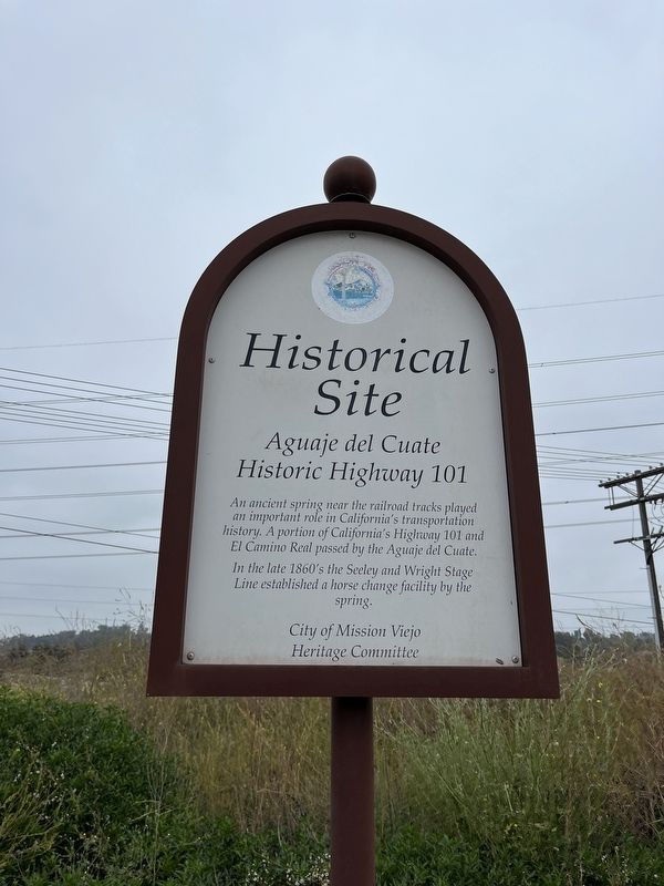 Aguaje del Cuate Historic Highway 101 Marker. Click for full size. Aguaje del Cuate Historic Highway 101 Marker image. Click for full size.
