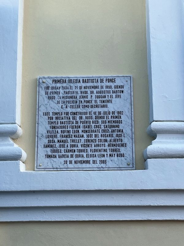 Primera Iglesia Buatista de Ponce Marker. Click for full size. Primera Iglesia Buatista de Ponce Marker image. Click for full size.