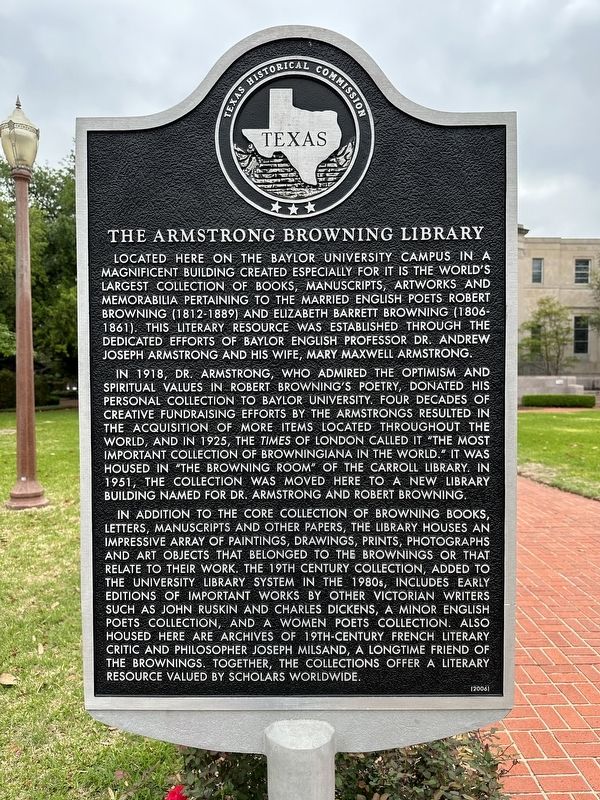 The Armstrong Browning Library Marker image. Click for full size.