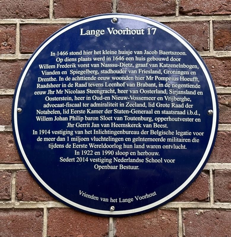 Lange Voorhout 17 Marker. Click for full size. Lange Voorhout 17 Marker image. Click for full size.