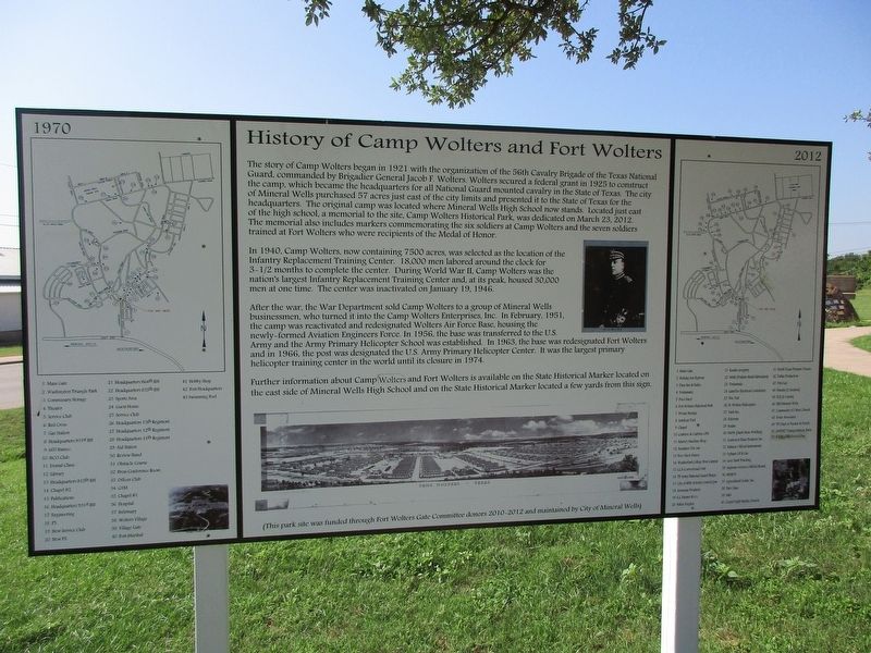 Informational sign for Camp Wolters and Fort Wolters image. Click for full size.