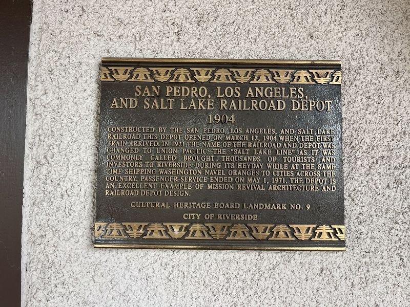 San Pedro, Los Angeles, and Salt Lake Railroad Depot Marker image. Click for full size.