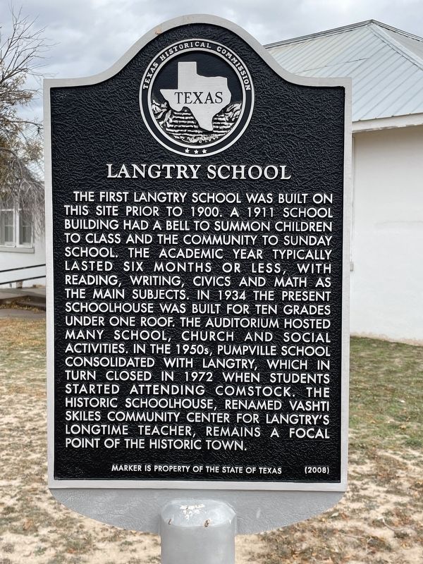 Langtry School Marker. Click for full size. Langtry School Marker image. Click for full size.