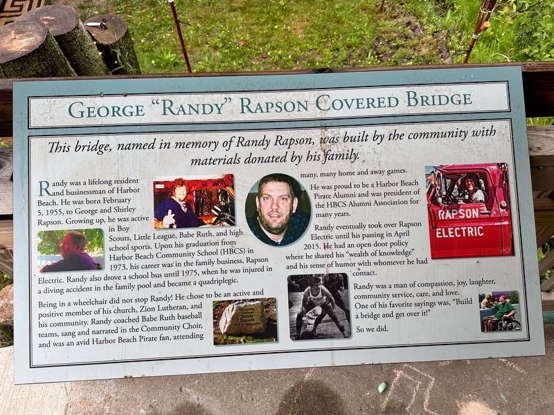 George "Randy" Raison Covered Bridge Marker. Click for full size. George "Randy" Raison Covered Bridge Marker image. Click for full size.