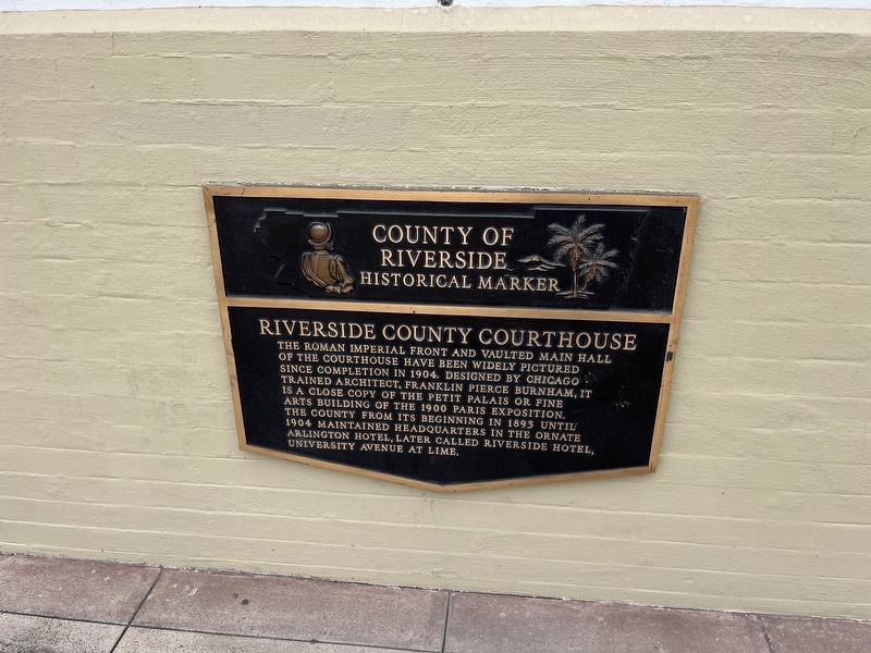 Riverside County Courthouse Marker image. Click for full size.
