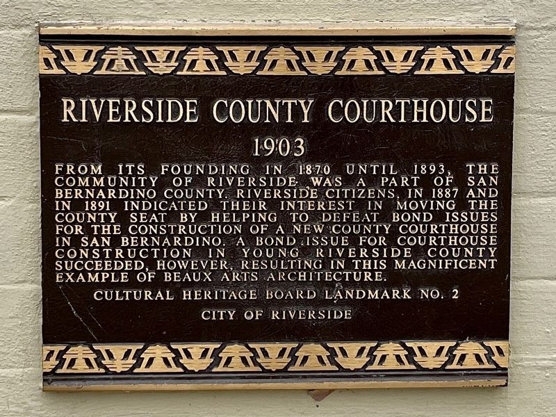 Riverside County Courthouse Marker image. Click for full size.